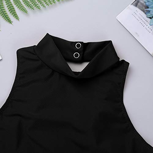 iiniim Niña Camiseta sin Mangas Cuello Alto Espalda Cruzada Abierto Prenda Gimnasia Correas Deportiva Ropa Interior de Danza Ballet Fitness Running Tank Top de Baile Elástica Negro 12 años