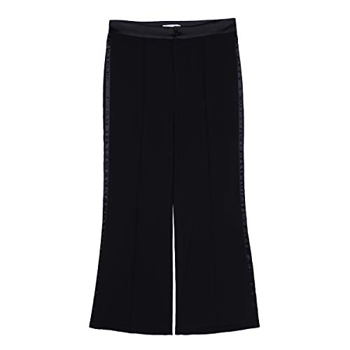 iiniim Pantalón Largo Baile Latino Danza Cintura de Satén Raya Lateral Pantalones Salón de Baile Tango Salsa Danza Moderna Práctica Disfraces Fiesta Ropa Escénica Actuación Negro Large