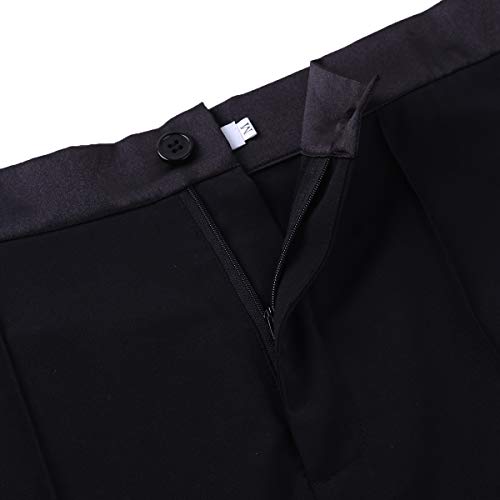 iiniim Pantalón Largo Baile Latino Danza Cintura de Satén Raya Lateral Pantalones Salón de Baile Tango Salsa Danza Moderna Práctica Disfraces Fiesta Ropa Escénica Actuación Negro Large