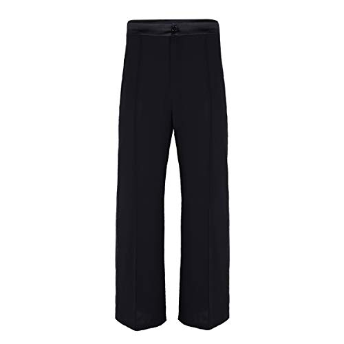 iiniim Pantalón Largo Baile Latino Danza Cintura de Satén Raya Lateral Pantalones Salón de Baile Tango Salsa Danza Moderna Práctica Disfraces Fiesta Ropa Escénica Actuación Negro Large