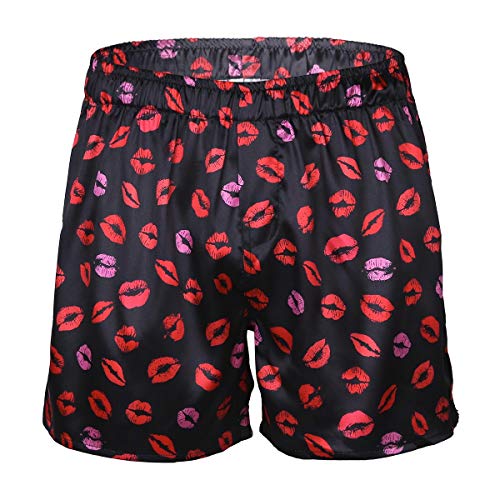 iiniim Pantalones Cortos de Pijama para Hombre Chico Boxeador Suave Impreso Labios Besos de Moda Hombres Pantalones Cortos Ligeros de Estar Casa Salón Deporte Ropa de Dormir Negro Medium iiniim Pantalones Cortos de Pijama para Hombre Chico Boxeador Suave Impreso Labios Besos de Moda Hombres Pantalones Cortos Ligeros de Estar Casa Salón Deporte Ropa de Dormir Negro Medium