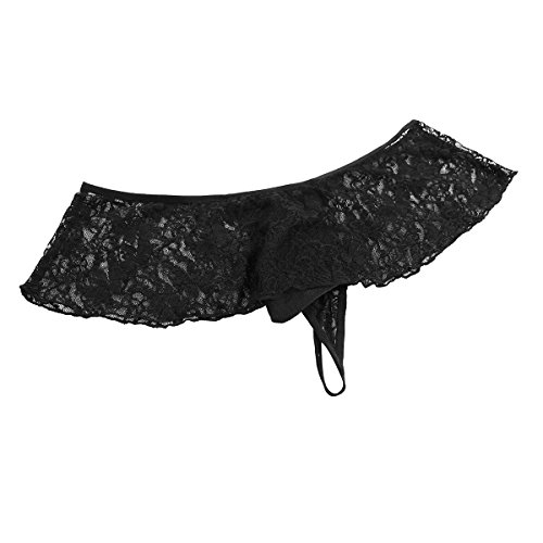 iiniim Sexy Hombre Sujetador Tanga Encaje Negro Transparente Ropa Erótica Lencería Conjunto Sissy Ropa Interior Tops Gay Bikinis para Hombres Adultos Negro L