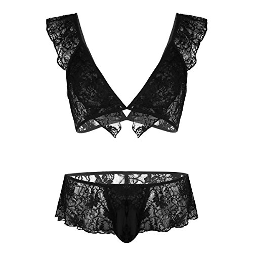 iiniim Sexy Hombre Sujetador Tanga Encaje Negro Transparente Ropa Erótica Lencería Conjunto Sissy Ropa Interior Tops Gay Bikinis para Hombres Adultos Negro L iiniim Sexy Hombre Sujetador Tanga Encaje Negro Transparente Ropa Erótica Lencería Conjunto Sissy Ropa Interior Tops Gay Bikinis para Hombres Adultos Negro L