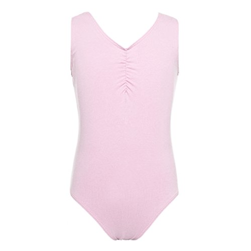 iiniim Vestido de Danza Maillot Ballet Niña Baile Tutú Princesa Leotardo Algodón Gimnasia Clásico sin Mangas con Falda Gasa Elegante Dancewear para Actuación Chica Muchacha Rosa 5-6 años