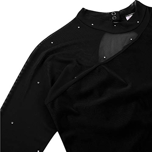 iiniim Vestido de Patinaje Artístico sobre Hielo para Mujer Transparente Leotardo de Gimnasia Maillot de Danza Ballet Manga Larga de Malla Espalda Abierto Negro Small iiniim Vestido de Patinaje Artístico sobre Hielo para Mujer Transparente Leotardo de Gimnasia Maillot de Danza Ballet Manga Larga de Malla Espalda Abierto Negro Small