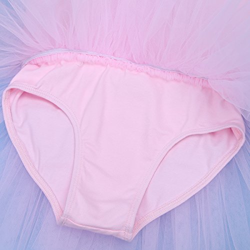 iiniim Vestido Maillot Clásico de Ballet Danza Elegante Traje Infantil de Baile Leotardo Princesa Tutú Flor con Falda de Tul Bragas Interior de Algodón para Niña Chica (2-10 Años) Rosa 2-3 años