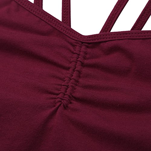 iixpin Body Maillot de Danza Ballet para Mujer Espalda Cruzada Bodysuit Elástico Algodón Camiseta Sin Manga Leotardo Gimnasia Ritmica Traje de Baño para Mujer Rojo A Medium