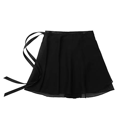 iixpin Falda Cruzada de Gasa para Mujer Chicas Falda de Ballet Danza Baile Latino Mini Falda de Abrigo con Lazo de Cintura Ropa de Práctica Ejercicio Negro A Talla Única