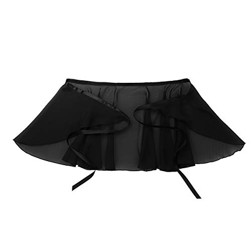 iixpin Falda Cruzada de Gasa para Mujer Chicas Falda de Ballet Danza Baile Latino Mini Falda de Abrigo con Lazo de Cintura Ropa de Práctica Ejercicio Negro A Talla Única