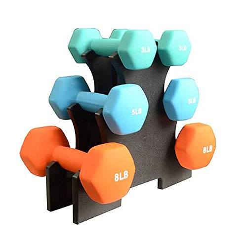 IKAAR - Soporte para mancuernas (3 niveles, para mancuernas, para gimnasio en casa, gimnasio, para pesas ligeras), color negro