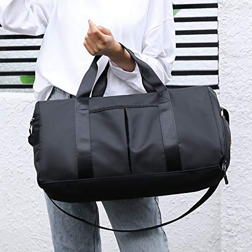 Ikaif Bolsa De Gimnasio Seca Y Húmeda Separada, Liviana E Impermeable, Bolsa De Lona Deportiva para mnasio Bolsa DGie Entrenamiento Bolsa De Yoga Bolsa De Viaje con Compartimento para Zapatos (Black)