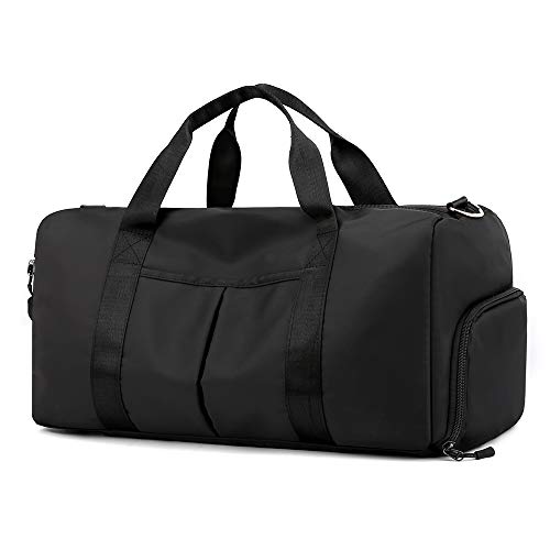 Ikaif Bolsa De Gimnasio Seca Y Húmeda Separada, Liviana E Impermeable, Bolsa De Lona Deportiva para mnasio Bolsa DGie Entrenamiento Bolsa De Yoga Bolsa De Viaje con Compartimento para Zapatos (Black)