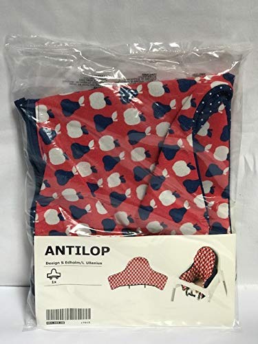 IKEA Antilop - Funda de cojín para trona, color rojo y azul (solo funda)