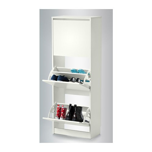 IKEA BISSA - Mueble para zapatos con 3 compartimentos, blanco - 49x135 cm