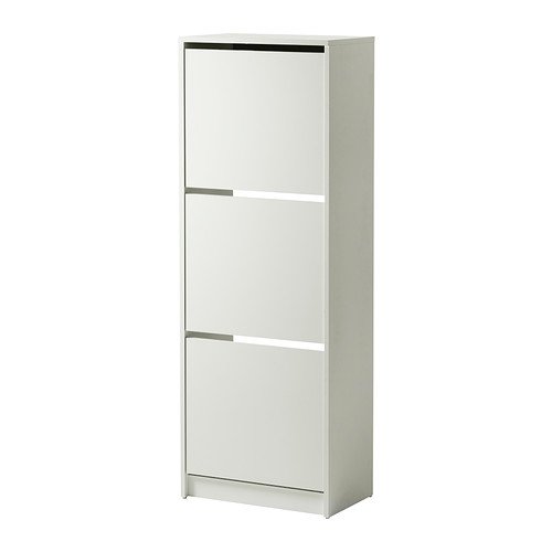 IKEA BISSA - Mueble para zapatos con 3 compartimentos, blanco - 49x135 cm