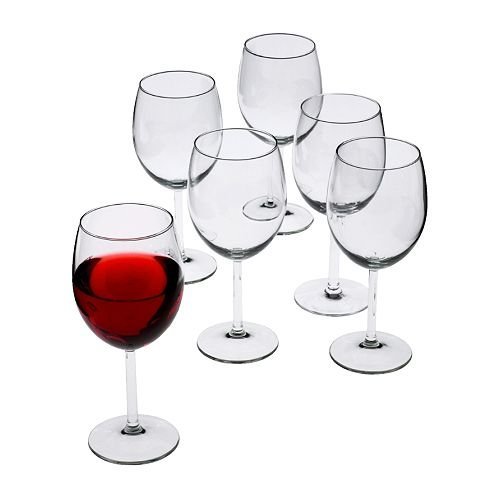 Ikea Copa de Vino Tinto, Blanco, 25x19x17 cm, 6 Unidades