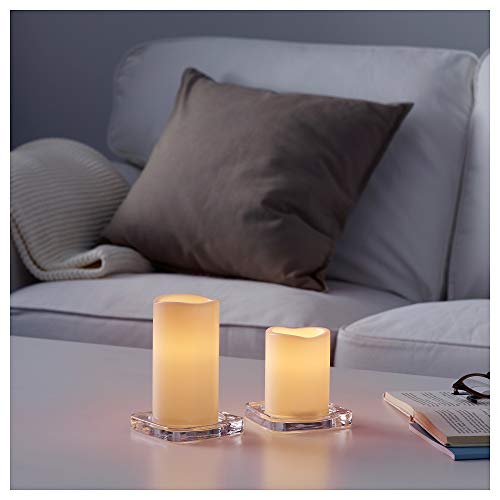 Ikea GODAFTON - Juego de 2 velas de pilar sin llama LED, color gris