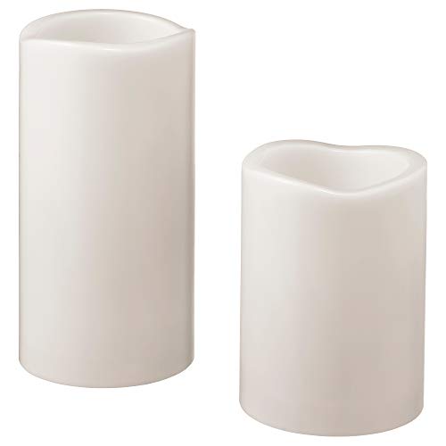 Ikea GODAFTON - Juego de 2 velas de pilar sin llama LED, color gris