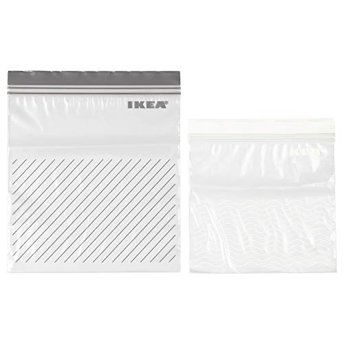 Ikea ISTAD 503.422.37 - Bolsas reutilizables cierre, gris/blanco, 50 unidades