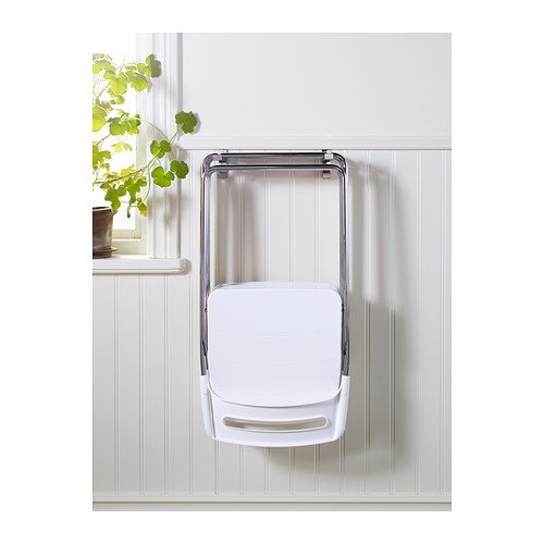 Ikea NISSE - Silla plegable, color blanco brillante, cromado