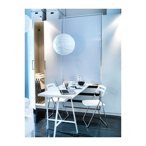 Ikea NISSE - Silla plegable, color blanco brillante, cromado