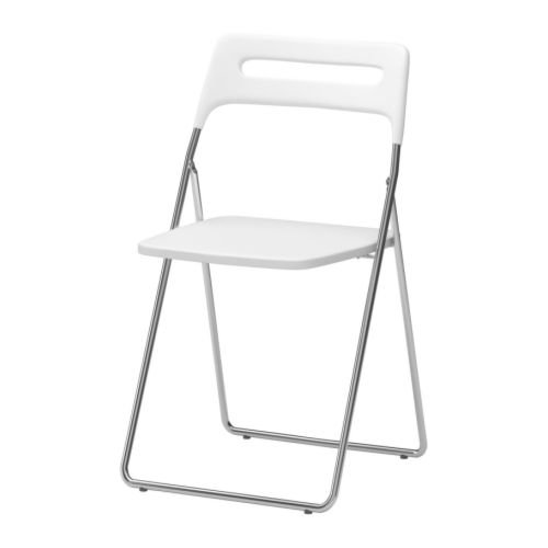 Ikea NISSE - Silla plegable, color blanco brillante, cromado