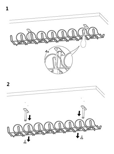 IKEA - SIGNUM Cable management, horizontal, silver color (FBA)