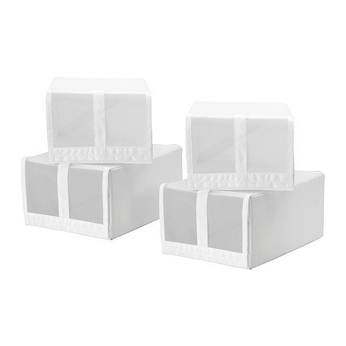 IKEA SKUBB - caja de zapatos, blanco / 4 Pack - 22x34x16 cm
