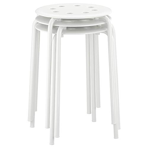 Ikea – Taburete 'Marius' con asiento de 45 cm de altura – Acero – Blanco