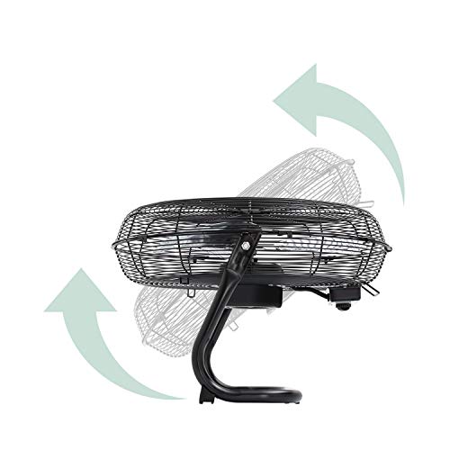 IKOHS EOLUS TURBO PRO - Ventilador de suelo Industrial, 120 W, Potente flujo de aire, Ligero, Ajustable, Con Patas Antideslizantes, 3 hélices, 3 velocidades, Motor Cobre (Negro - 20")