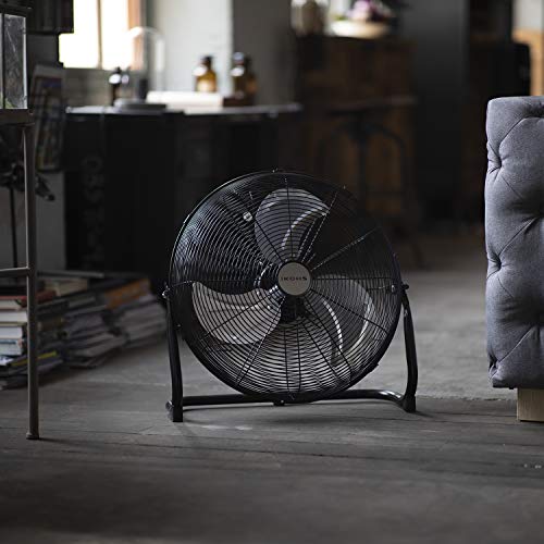 IKOHS EOLUS TURBO PRO - Ventilador de suelo Industrial, 120 W, Potente flujo de aire, Ligero, Ajustable, Con Patas Antideslizantes, 3 hélices, 3 velocidades, Motor Cobre (Negro - 20")