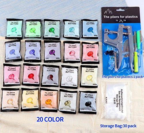 ilauke 400pcs Botones Snaps Plástico T5 Botones Redondos Colores 20 Colores con Snap Alicate ilauke 400pcs Botones Snaps Plástico T5 Botones Redondos Colores 20 Colores con Snap Alicate