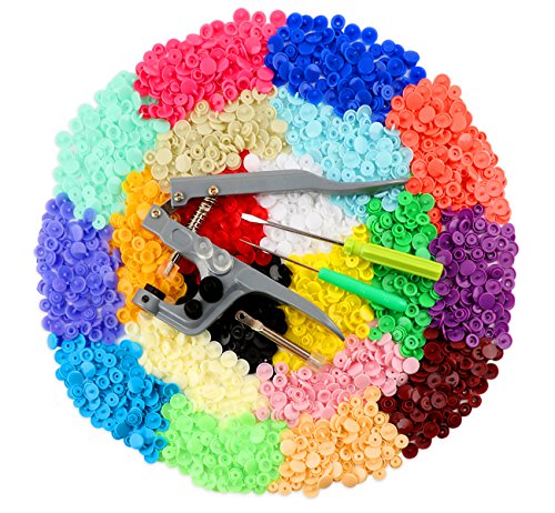 ilauke 400pcs Botones Snaps Plástico T5 Botones Redondos Colores 20 Colores con Snap Alicate ilauke 400pcs Botones Snaps Plástico T5 Botones Redondos Colores 20 Colores con Snap Alicate