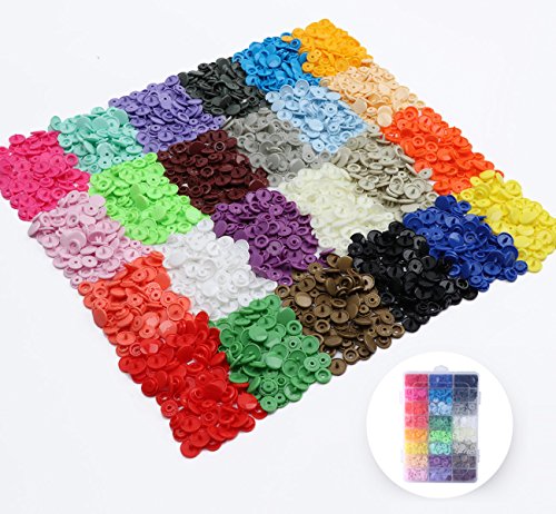 ilauke Botón Presión, 24 Colores de 408 Piezas de Plástico Presiones de 12 mm T5 ilauke Botón Presión, 24 Colores de 408 Piezas de Plástico Presiones de 12 mm T5