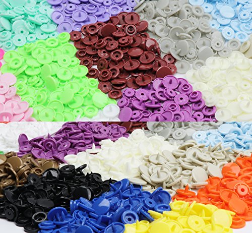 ilauke Botón Presión, 24 Colores de 408 Piezas de Plástico Presiones de 12 mm T5