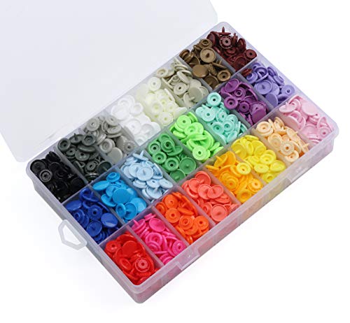 ilauke Botón Presión, 24 Colores de 408 Piezas de Plástico Presiones de 12 mm T5 ilauke Botón Presión, 24 Colores de 408 Piezas de Plástico Presiones de 12 mm T5