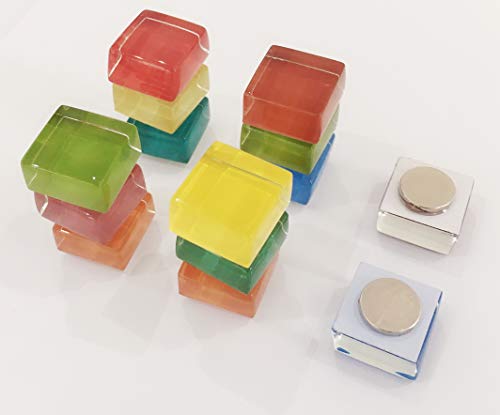 Imanes de Cristal Cuadrados para la Oficina de la Cocina, refrigerador magnético de 15 mm de Iman Decoración Divertida Multicolor (Paquete de 24)
