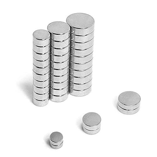 Imanes Neodimio, Imanes Nevera Extrem Imán Fuerte 2,2 kg de Fuerza Imanes de Disco de Tierra RARA para artesanías, Manualidades, Hobbies(6mm 8mm 10mm) (60pc)