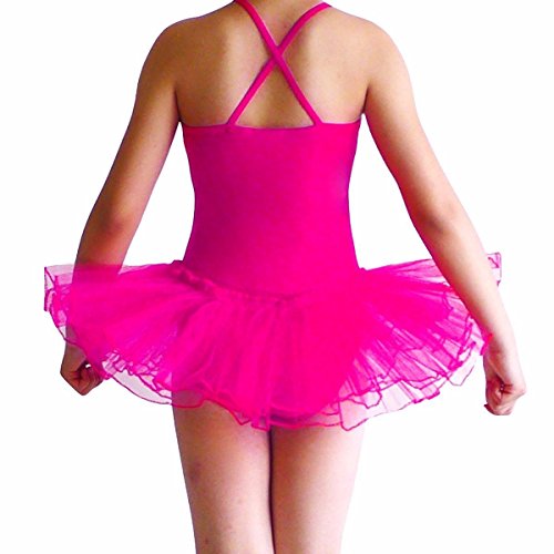 iMixCity Baile de Ballet Jersey Camiseta de Niña Maillot Traje de Ballet Leotardo Princess Girls Vestido de Pantera Falda de Tul Traje de Carnaval (Edad: 3-10 Años) (110 (3-4 Años), Rosa roja)