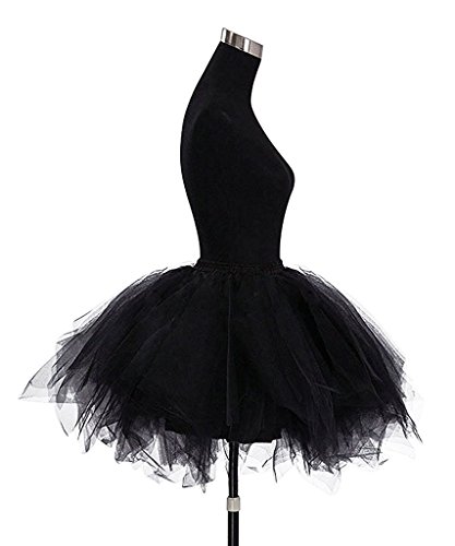 iMixCity Faldas de Tulle Falda Corta de Cancan de Las Mujeres Retro Falda Rockabilly Traje de Danza Ballet Tutu Pettiskirt Traje de Carnaval (Contorno de Cintura: 23.62-35.4 Pulgadas, Negro)