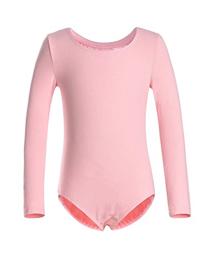 iMixCity Gimnasia Danza Leotardo Traje de Ballet de Manga Larga para Niñas de Ballet Equipamiento Básico con Falda Envolvente (120 (4-5 años de Edad), Rosa)