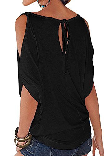 iMixCity Verano Camisas De Hombro Frío Blusas Tops del Batwing Camisetas sin Mangas Camiseta Casual Camiseta para Mujer (M, Negro)