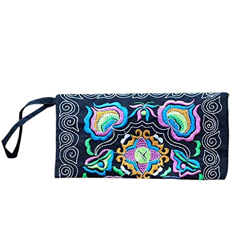 IMJONO Mujer Étnico Hecho a Mano Bordado Pulsera Bolsa de Embrague Vendimia Bolso, Cartera