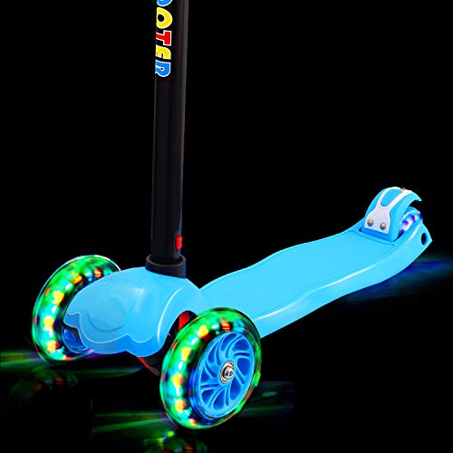 IMMEK Patinete de 3 Ruedas Scooter con Led Luces Manillar Altura Ajustable 71cm-83cm, Niños Adjustable Handles & Lightweight Construction