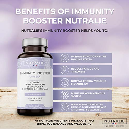 Immunity Booster Multivitaminas y Minerales Concentrado | Potenciador Sistema Inmunitario y Defensas con Vitamina C, Zinc, Hierro + Vitaminas y Minerales | 60 Cápsulas Nutralie