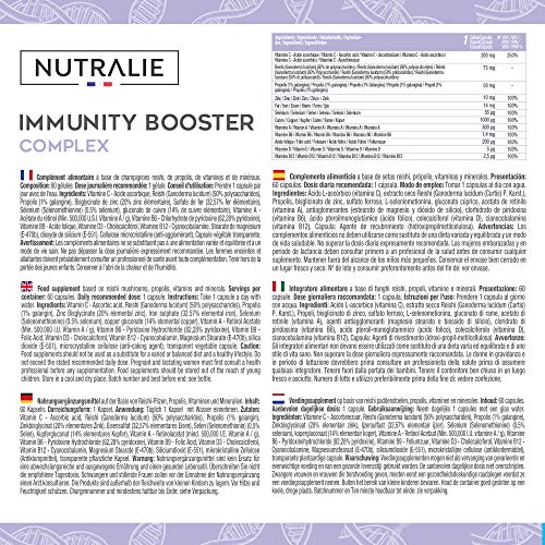Immunity Booster Multivitaminas y Minerales Concentrado | Potenciador Sistema Inmunitario y Defensas con Vitamina C, Zinc, Hierro + Vitaminas y Minerales | 60 Cápsulas Nutralie