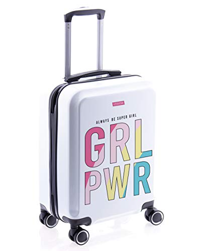 imome Cool Maleta de Cabina Juvenil Girl Power 55x40x20 cm | Equipaje de Mano, Trolley de Viaje Ryanair, Easyjet | Maleta de Viaje Rígida Divertida