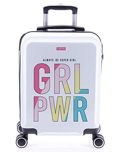 imome Cool Maleta de Cabina Juvenil Girl Power 55x40x20 cm | Equipaje de Mano, Trolley de Viaje Ryanair, Easyjet | Maleta de Viaje Rígida Divertida