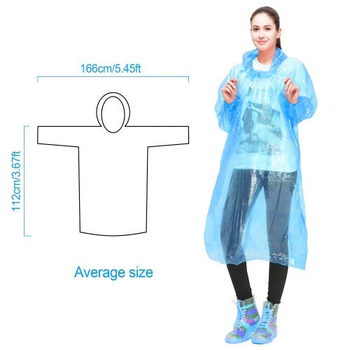 Impermeable desechable de emergencia, con capucha, para camping, senderismo, viajes, picnic, bivouac, senderismo, mochila, 6 unidades, color azul