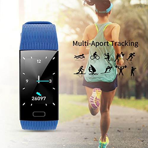 Impermeable IP67 Pantalla Grande 1.14 Pulgadas Reloj Inteligente Pulsera Reloj Pulsera Inteligente Sleep Monito(Blue)